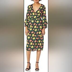 The Fifth Label Reunion Black Roselle Midi Wrap Dress, VGUC, Size L